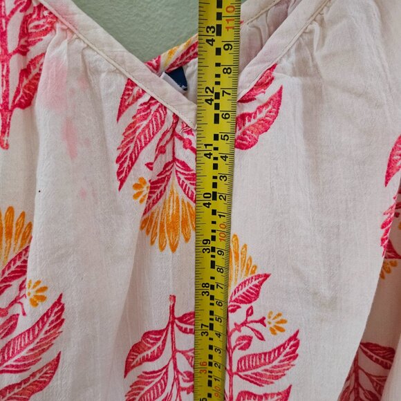 Old Navy Maxi Dress Floral Gauze 2X White Pink Cottage Peasant Preppy Boho Lined - Picture 10 of 10